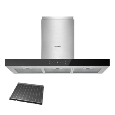 Immagine di COMFEE&#039; Cappa Aspirante 90 cm Classe A+++ TSHM77SS 650m3/h Acciaio Inossidabile Cucina con LED, Sistema di Ricircolo e Canalizzazione Filtri a Carbone