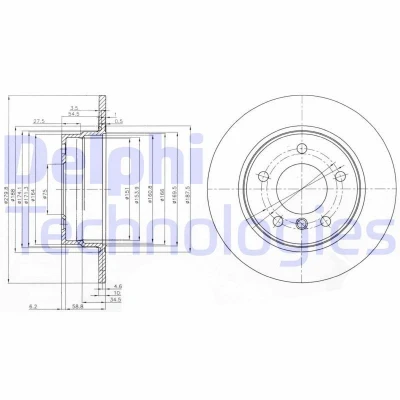Immagine di DELPHI BG3948C Disco freno 280 10 5 pieno rivestito non trattato senza cuscinetto ruota, anello sensore ABS BMW: 1 Hatchback