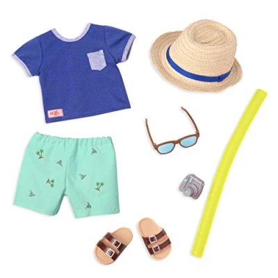 Immagine di Our Generation BD30461Z OG Abbigliamento Deluxe Ragazzo in Spiaggia, Stampa Grafica, Colore, 7 8 岁,