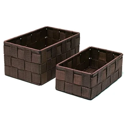 Immagine di Lashuma Set di 2 cestini da bagno rettangolari in marrone, dimensioni ceste: 19 x 10 7 cm e 20 13