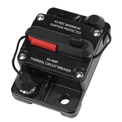 Immagine di DC12V 42V Interruttore di Circuito Impermeabile Ripristino Manuale 50A 300A Auto Stereo Audio Marine Barca Moto Fusibile in Linea Invertitore 250A, Versione Migliorata (50A)