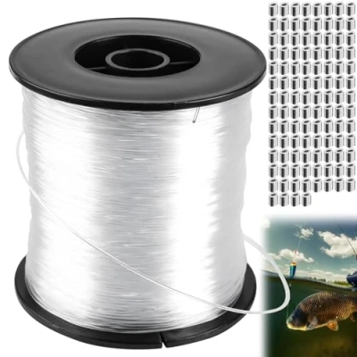 Immagine di filo di nylon trasparente, resistente agli strappi, 250 m, corda da pesca monofilo, in 0,8 mm, decorazione appendere per fai te, pesca, artigianato, gioielli