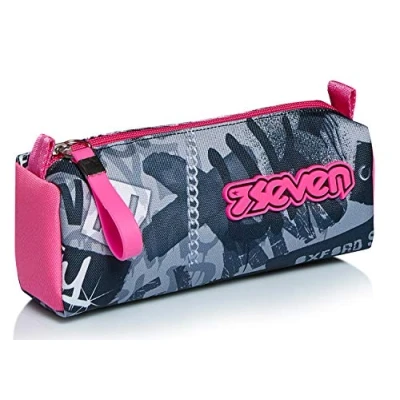 Immagine di Seven Portapenne Scuola, Fucsia Grigio, Keep Flag, Bustina Da Riempire Con Penne, Matite, Colori, Accessori Zaino Elementari Medie, Bambina
