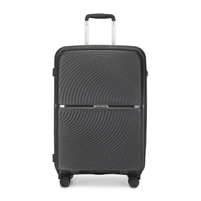 Immagine di British traveller Valigia leggera in polipropilene rigido trolley, alla moda, da viaggio, bagaglio a mano, dimensioni cabina, serratura TSA Check case con 4 ruote girevoli, Nero, L, rigida