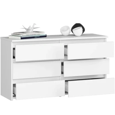 Immagine di BDW Cassettiera con 6 Cassetti 100cm di Larghezza, 57cm Altezza Mobile, Credenza, Multiuso, Scarpiera, Classificatore Soggiorno, Camera da Letto, Corridoio bianco