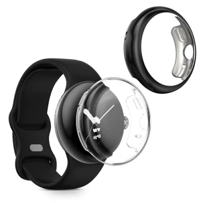 Immagine di kwmobile Set 2X Custodia Smartwatch Compatibile con Google Pixel Watch 2 / 1 Cover Case Silicone Protezione Orologio Fitness Trasparente/Nero