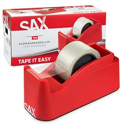 Immagine di SAX Tape it Easy XXL avvolgitore per nastro adesivo a una mano extra pesante 1x da 50 mm o 2x 25 mm, con funzione portapenne