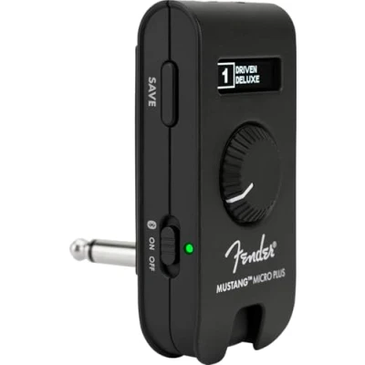Immagine di Fender Mustang Micro Plus Amplificatore per Chitarra, Cuffie Personale con 25 modelli di Amplificatore, Effetti, Bluetooth e 100 preset, Ricaricabile tramite USB