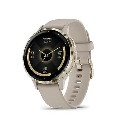Immagine di Garmin Venu 3S, Smartwatch AMOLED 1,2&quot;, Cassa 41mm, Microfono e Speaker, Musica, Pay, +30 App sport, GPS, Cardio, SpO2 , Autonomia 10 giorni (French Gray &amp; Soft Gold)