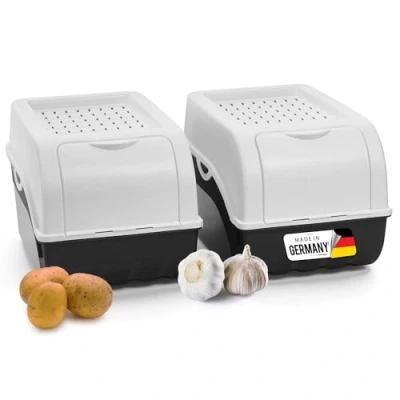 Immagine di Novaliv Set di 2 contenitori per patate, 5 l, colore: Bianco