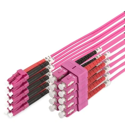 Immagine di DIGITUS Cavo in Fibra Ottica OM4 5 Pezzi m da LC a SC Duplex 1/10 / 40/100 Gbit/s LAN multimodale MM Tipo di Fibra: 50/125 µ Viola