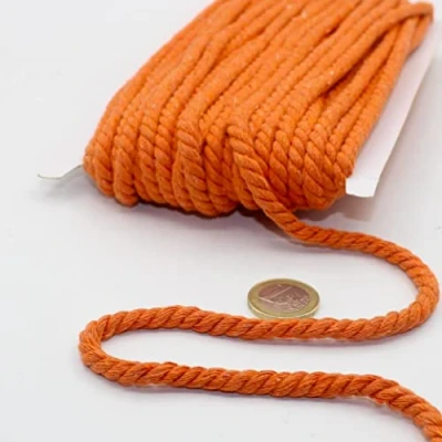 Immagine di Cordino in cotone rotondo, 20 metri, 05 mm, corda intrecciata con anima naturale, ideale per fai da te, cucito, versatile 5 mm 07 arancione