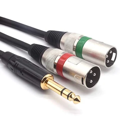 Immagine di SiYear Cavo per microfono con attacco da TRS maschio 6,35 mm a doppio XLR stereo non bilanciato, 3 m