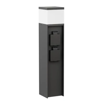 Immagine di ledscom.de Bollard light PODEL per esterni, 39cm, nero, 2 prese, incl. lampadina G9, 501lm, bianco caldo