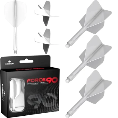 Immagine di Mission Darts Force 90 Freccette con sistema integrato di precisione e asta, confezione da 3 alette steli combinati professionali altamente durevoli Standard No.6
