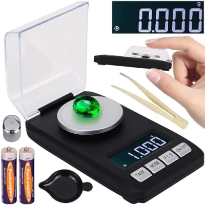 Immagine di Retoo Bilancia Precisione 20 g/0,001 g, Digitale, Mini Milligrammi, Tascabile, Display LCD, per Oro, Monete, Gioielli, Medicinali, Spezie, Nero