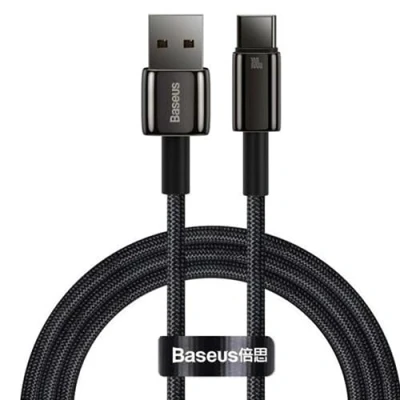 Immagine di Baseus Cavo Dati di Ricarica Rapida Oro tungsteno USB a Tipo C 100W 2m Nero