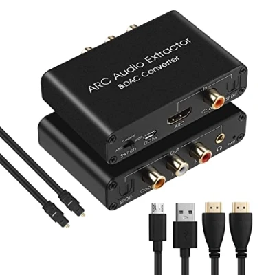 Immagine di HDMI ARC Audio Extractor 192KHz DAC Converter Supporto Digitale ad Analogico Stereo RCA L/R Coassiale SPDIF e 3.5mm Jack Adapter per TV