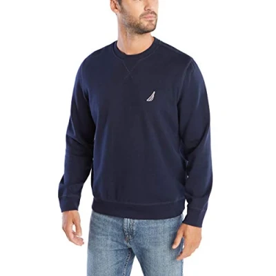 Immagine di Nautica Felpa Basic Girocollo in Pile Maglia di Tuta, Navy, Large Uomo