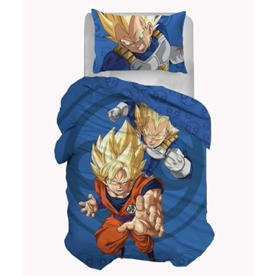 Immagine di hermet Dragonball, Set Copripiumino Singolo In Cotone, 100% Sacco 155x200, Federa 50x80, Letto Cameretta, Prodotto Ufficiale, No Lenzuolo con Angoli