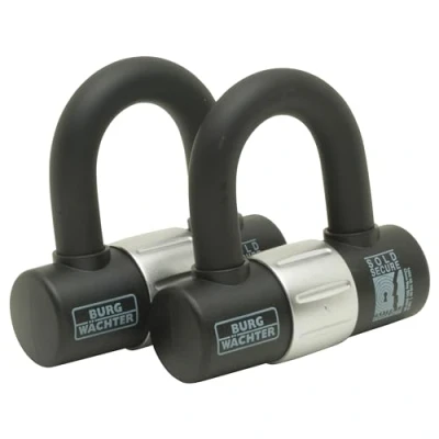 Immagine di Burg Wachter 100D Duo Sold Secure Serratura a U con chiave dorata simile, confezione da 2, colore: Nero