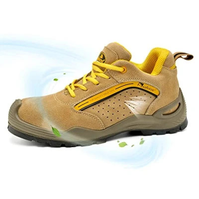 Immagine di Scarpe Antinfortunistiche Uomo &amp; Donna S1P, 7296YN Comode da Lavoro Estive Inverno, Traspirante Pelle, SRC Leggere Suole, S1P Puntale in Acciaio e Piastra