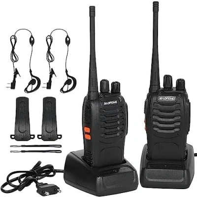 Immagine di Walkie Talkie Ricaricabile Lunga Distanza 16 Canali VOX CTCSS/DCS Radio FM Ricetrasmettitore Portatile Professionali Con Auricolare