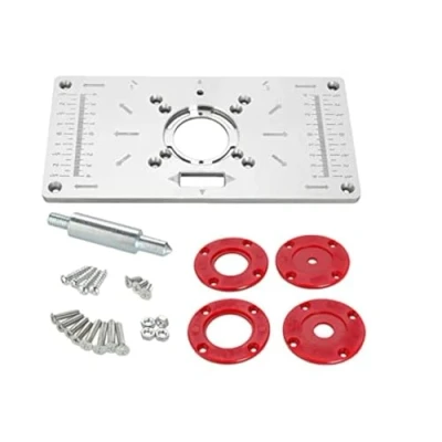 Immagine di Piastra di inserimento per banchi fresatrice/Piastra in alluminio fresatrice/con 4 anelli inserimento/per lavorazione del legno da tavolo router