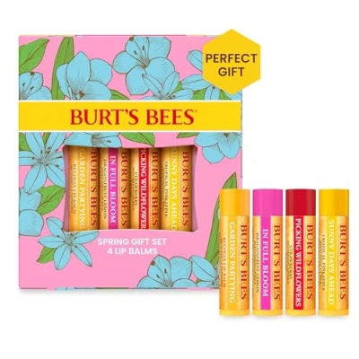 Immagine di Burt&#039;s Bees Set Balsamo Labbra, Cera d&#039;Api, Fragola, Ananas, Frutto del Drago con Limone, In Full Bloom, 4 x 4.25 g