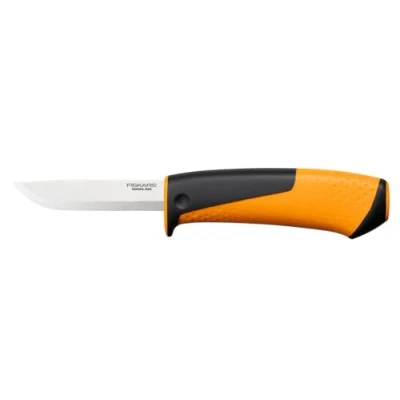 Immagine di Fiskars Coltello universale, Include fodero con affilalama, Lunghezza totale: 21,5 cm, Nero/Arancione, 1023618