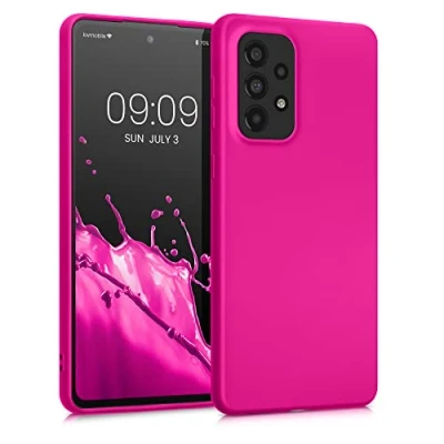Immagine di kwmobile Custodia Compatibile con Samsung Galaxy A33 5G Cover Back Case Morbida Protezione in Silicone TPU Effetto metallizzato rosa
