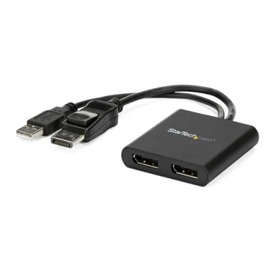 Immagine di StarTech.com Hub MST DisplayPort a 2 Porte Adattatore Multi Monitor DP 1.2 SdoppiatoreSplitter Video 4K 30Hz o 1080p 60Hz per Doppio 2xDP Solo Windows (MSTDP122DP)