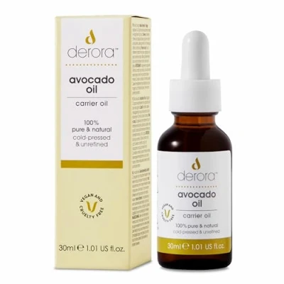 Immagine di Derora Olio di Avocado Nutre pelle, capelli E unghie Antietà Puro al 100% Pressato a freddo non raffinato Antiossidante ricco vitamina A, B, D ed (30 ml)