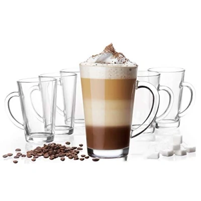 Immagine di Platinux Latte Macchiato Bicchieri con manico Set di (6 pezzi) 270ml (max. 350ml) da tè Caffè