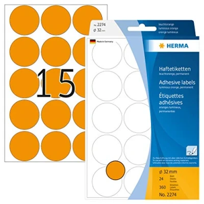 Immagine di Herma Multi purpose labels ø 32mm luminous orange 360 pcs.