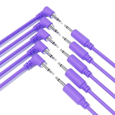 Immagine di ExcelValley 5 Pack Cavi Ibridi Modulari Patch Mono TS 3,5mm 1/8&quot; Eurorack Synth Sintetizzatore [Viola 150cm 59&quot;]