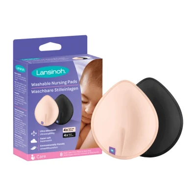 Immagine di Lansinoh Coppette Assorbenti Lavabili Riutilizzabili, Ultra ed Ecologiche Viscosa di Bambù Nero e Beige, 8 Dischetti