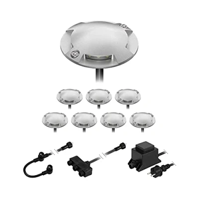 Immagine di ledscom.de Lampada da terra a LED Bunda, 4 luci, per esterni, passabile, bianco freddo, set di 8