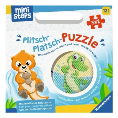 Immagine di Ravensburger ministeps 4589 Plitsch Puzzle con Animali Preferiti, per attività all&#039;aperto e da Bagno, Giocattolo a Partire 1 Anno, Pratica Borsa in Rete, Colore Bianco, 04589