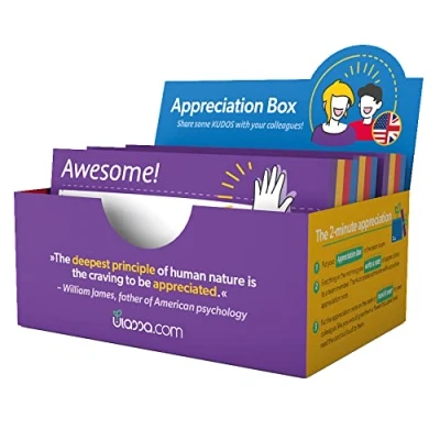 Immagine di Ulassa Scatola per appreciation Versione ENGLISH Increase e motivation in team con 200 schede Kudos 100 x 70 mm 2 EN