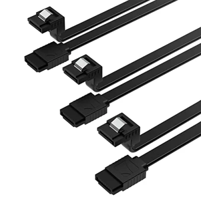 Immagine di SABRENT Cavo SATA III SSD/HDD Hard Disk interno, dati 3 (6 Gbit/s), PC, ad angolo retto con linguetta di blocco, per drive HDD/SSD/CD/DVD (Confezione da 50 cm) Nero (CB SRK3)