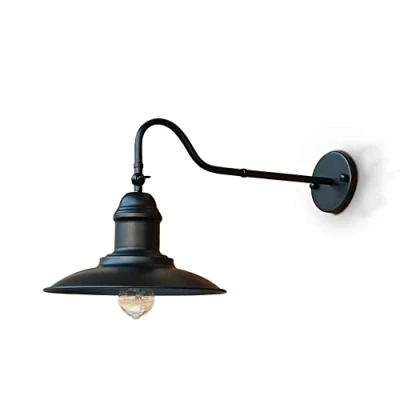 Immagine di Moddeny Applique da parete in ferro per esterni Lampada fienile a collo di cigno impermeabile antiruggine vintage 11,81 pollici