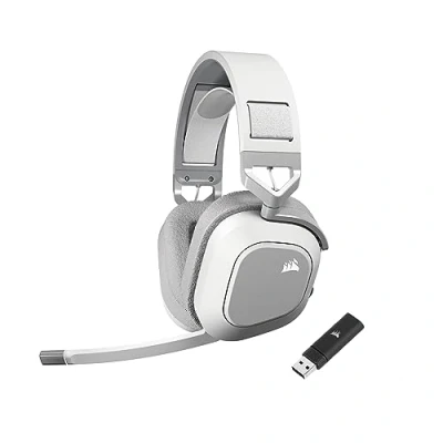Immagine di Corsair HS80 MAX Cuffie da Gioco Multipiattaforma Senza Fili con Bluetooth Dolby Atmos Microfono Omnidirezionale Compatibile iCUE PC, Mac, PS5, PS4, Switch, Mobile Bianco