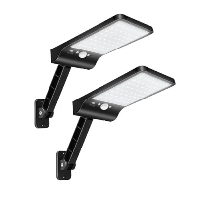 Immagine di Moman Lampada Solare da Esterno, 56 LED Luce Esterno con Sensore di Movimento 6500K 3 Modalità Impermeabile IP65 2 Pcs Faretti Solari Telecomando (Nero), Faretto Solar