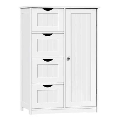 Immagine di EUGAD Mobile da Bagno, Cassettiera Bianca, Bagno con 4 Cassetti e 2 Scomparti Regolabili, Portaoggetti per Bagno/Camera Letto/Corridoioo/Cucina, 56x30x82cm