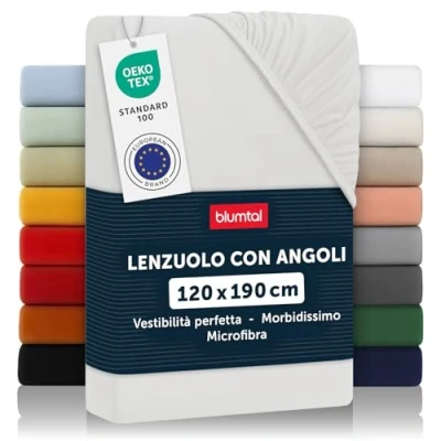 Immagine di Blumtal lenzuolo con angoli una piazza e mezza 120x190 cm sotto in microfibre certificato Oekotex lenzuola colore avorio