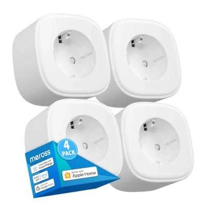 Immagine di Meross Presa Smart 16A, Intelligente WiFi, Shucko Plug, Compatibile con Apple Homekit Siri, Alexa, Google Assistant e SmartThings, 4 Pezzi