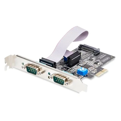Immagine di StarTech.com scheda Seriale PCIe a 2 porte, PCI Express doppia porta RS232/RS422/RS485 (DB9), UART 16C1050, Windows/Linux, TAA