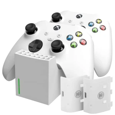 Immagine di Snakebyte Xbox Twin Charge SX White Series X Charging Station for Controller, Charger 2 Wireless Controllers, Batteries Rechargeable 800mAh, LED Status, Design
