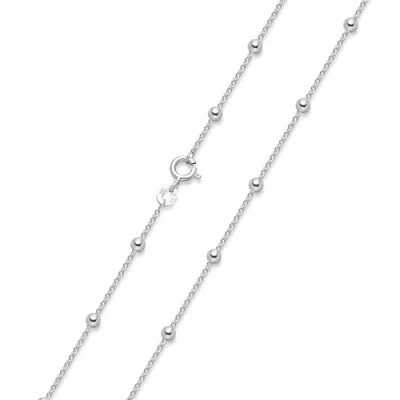 Immagine di MATERIA, collana con piccole sfere, da donna, in argento 925, catenina per donne e ragazze, 1,3 mm, disponibile 40, 45, 50, 55, 60, 70 cm argento, colore: cod. K103